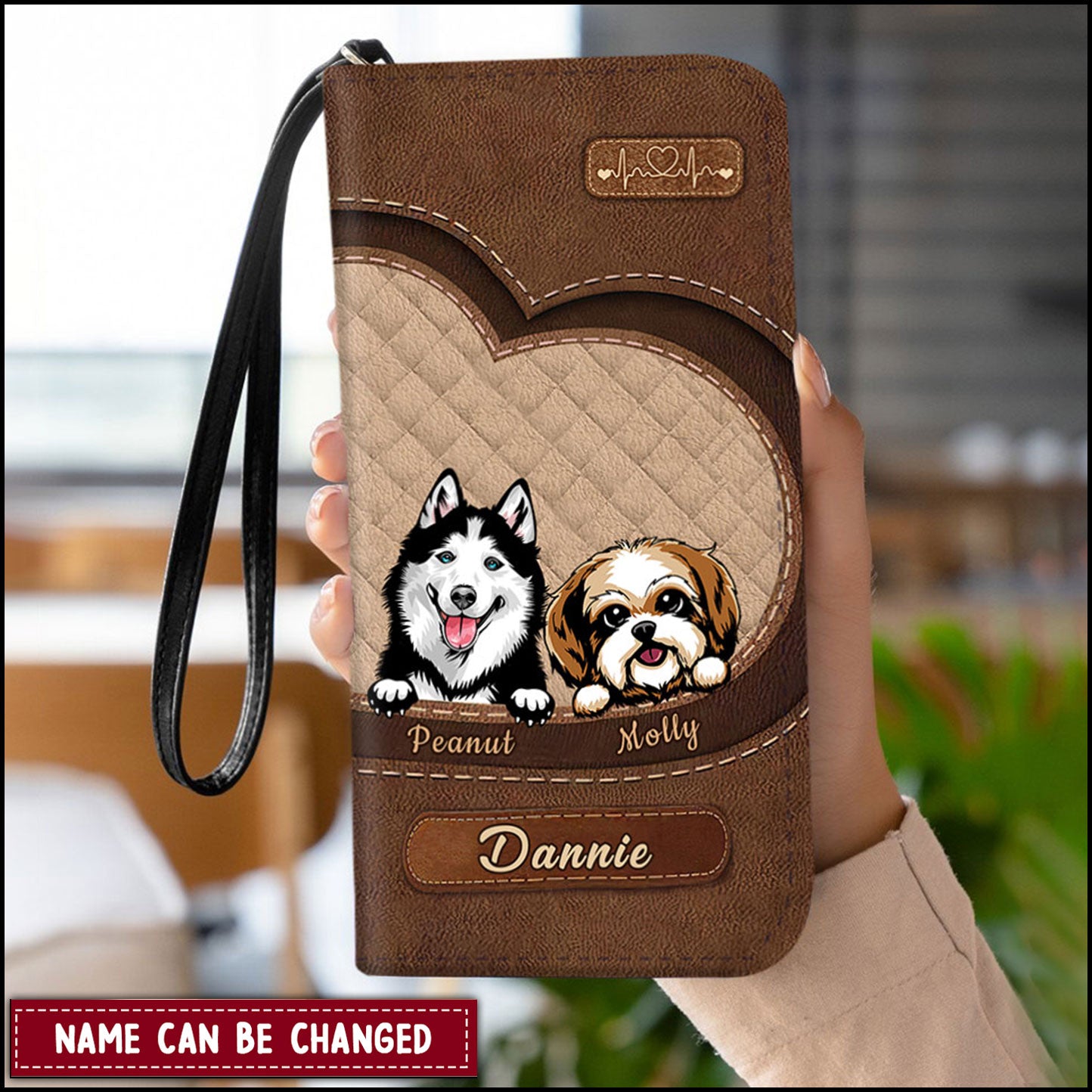 Personalized Dog Mom Puppy Pet Dogs Lover Texture Leather Purse