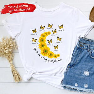 Personalized Grandchildren Grandma/Mom Butterfly Sunflowers Shirt
