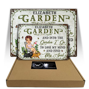 And Into The Garden I Go Gardening Cat Lovers Cat Mom - Garden Sign - Personalized Custom Classic Metal Signs