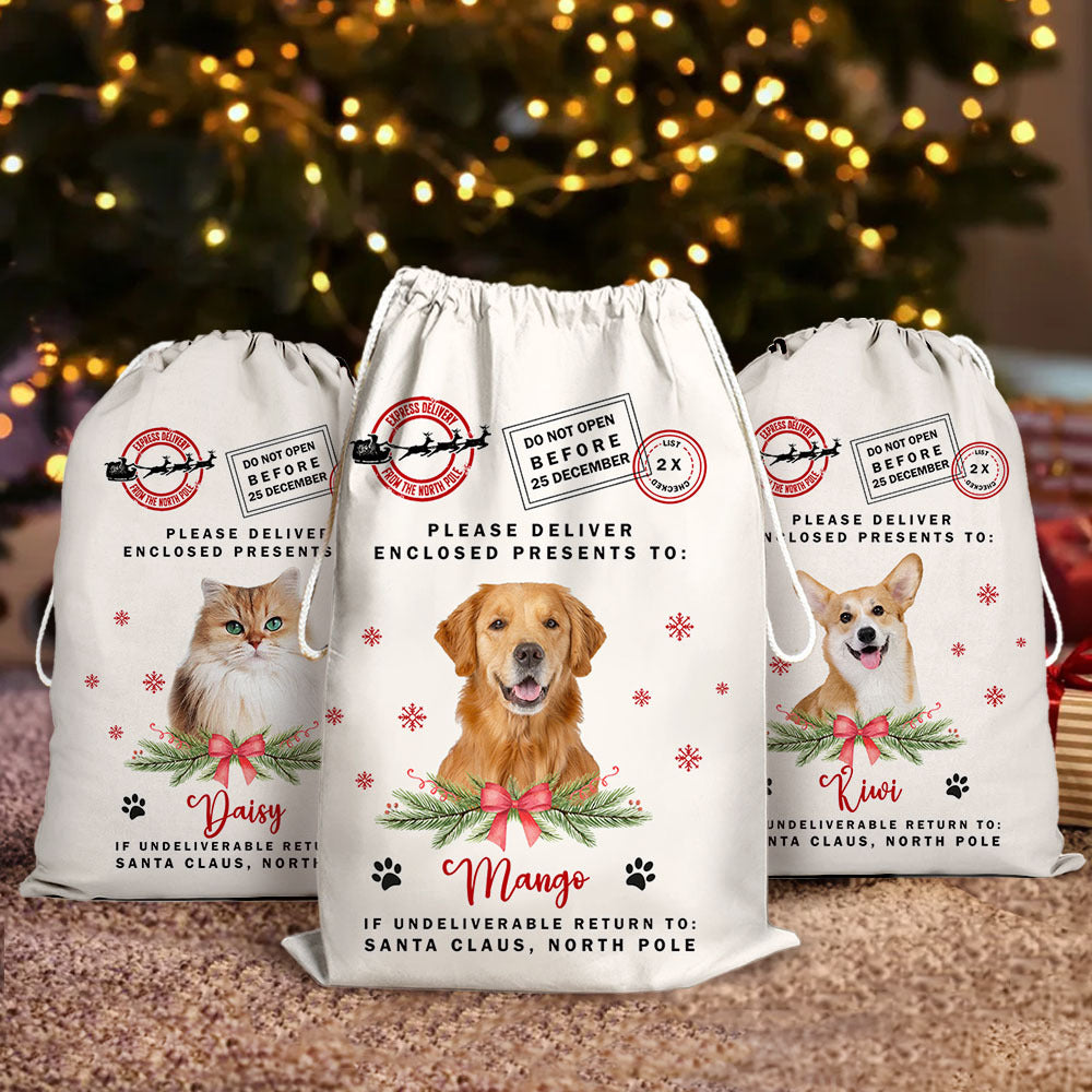 Personalised Christmas Santa Sack With Pet Photo, Christmas Bag, Gift For Dog Lovers