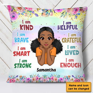Daughter Granddaughter Kids Affirmations I Am Kind I Am Smart Pillow