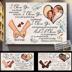 Gift For Couple Poster - Hand In Hand I Choose You...