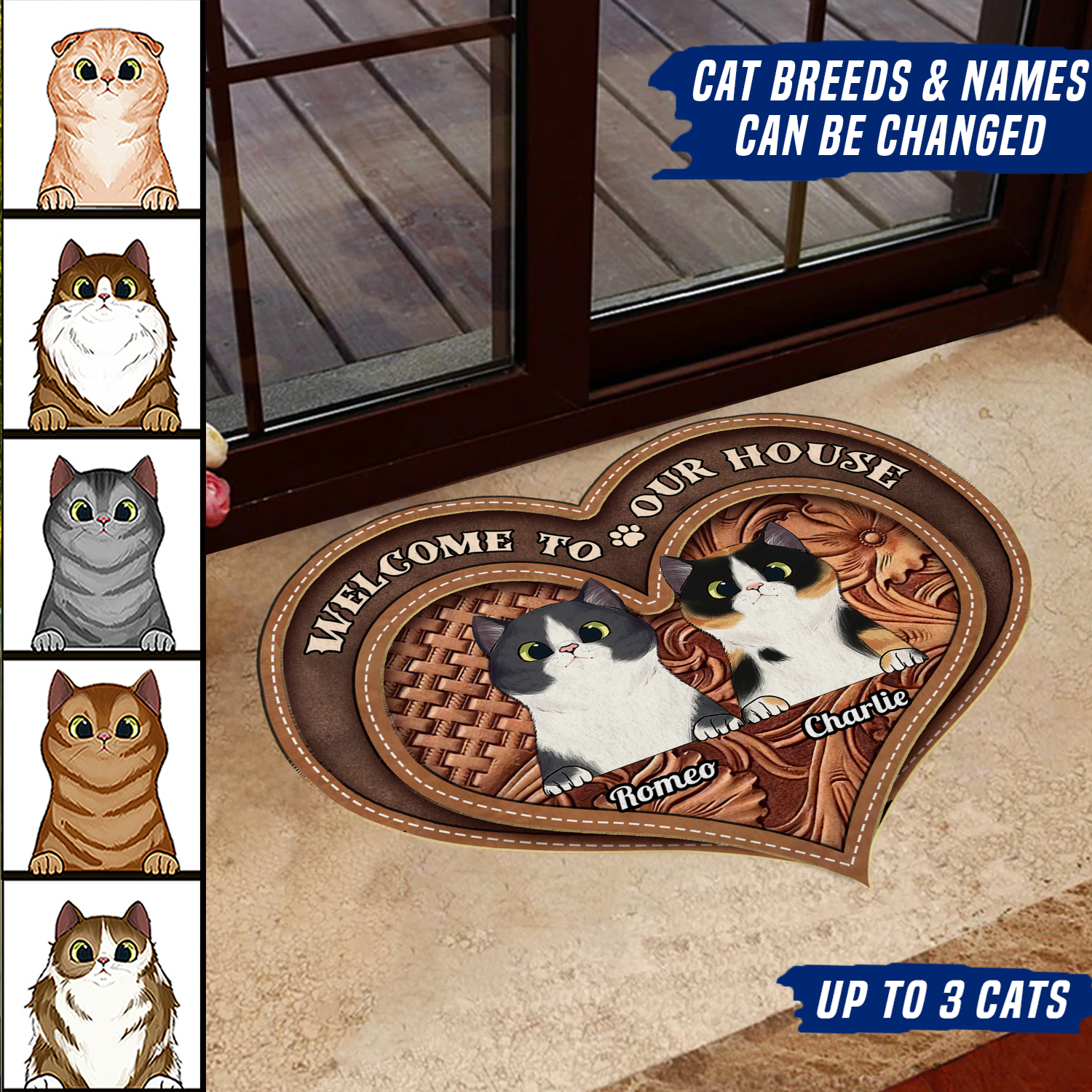 Cat Personalized Custom Shaped Doormat