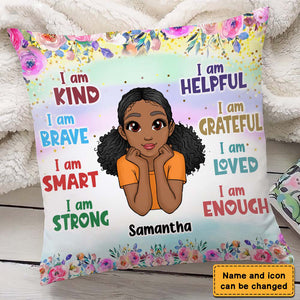 Daughter Granddaughter Kids Affirmations I Am Kind I Am Smart Pillow