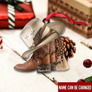 Personalized Boots And Hat Cowboy Christmas Ornament