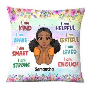 Daughter Granddaughter Kids Affirmations I Am Kind I Am Smart Pillow