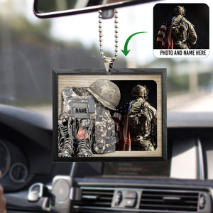 Custom Veteran Soldier Backpack Military Army Flat 2D Ornament, Personalized Photo