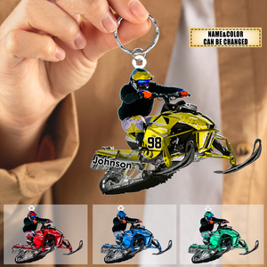 Personalized Snowmobile Rider Acrylic Keychain