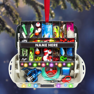 Fishing Christmas Tackle Box Personalized Christmas Ornament, Fishing Ornament