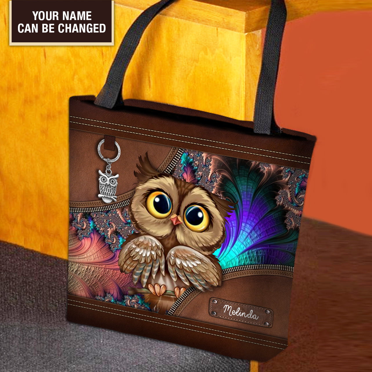 Personalized Owl All Over Tote Bag