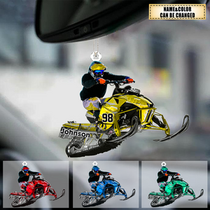 Personalized Snowmobile Rider Acrylic Ornament