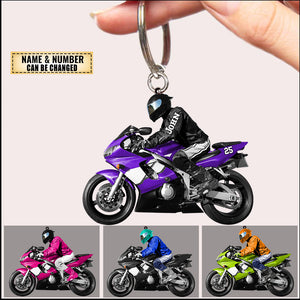 Personalized Motocross Biker Keychain - Great Gift Idea For Motor Racers