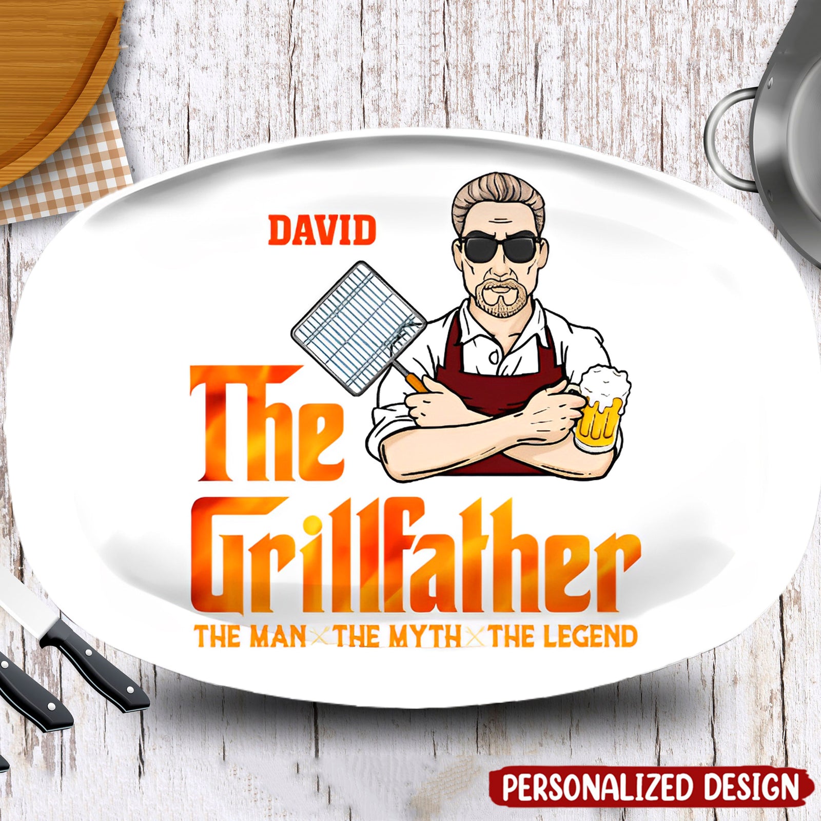 Custom BBQ The Grillfather Personalized Grilling Platter