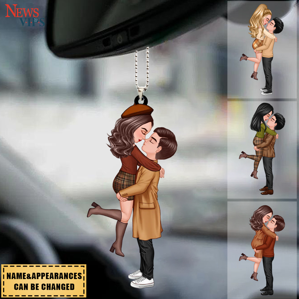 Fall Season Doll Couple Kissing Hugging Personalized Ornament