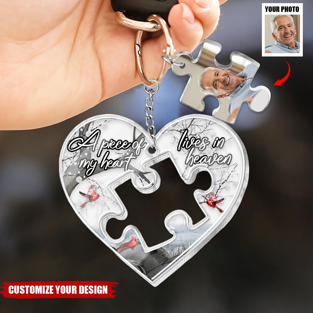 Personalized Memorial Keychain - A Piece Of My Heart Lives In Heaven