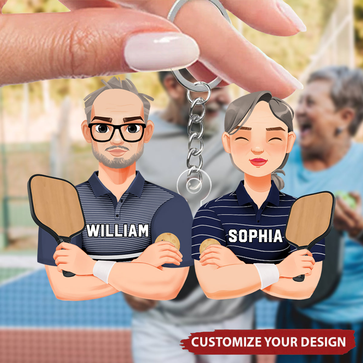 Custom Gifts For Pickleball Couple Personalized Keychain