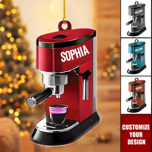Personalized Coffee Machine Ornament - Coffee Machine Ornament Gift for Coffee Lover