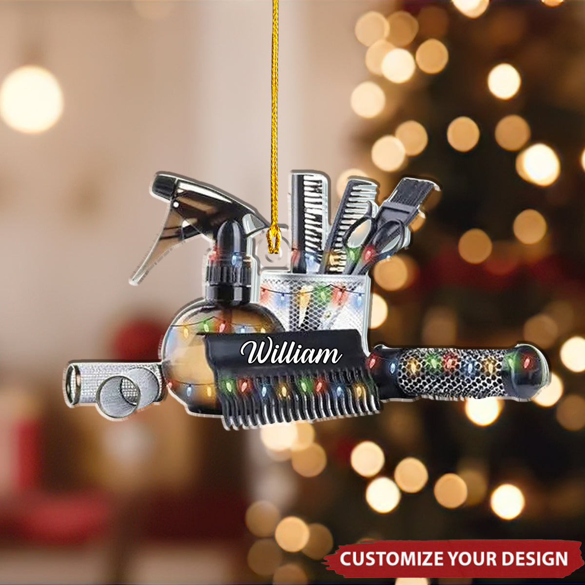 Personalized Name Hair Stylist Tool Christmas Ornament - Custom Hair Stylist Tool