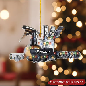 Personalized Name Hair Stylist Tool Christmas Ornament - Custom Hair Stylist Tool