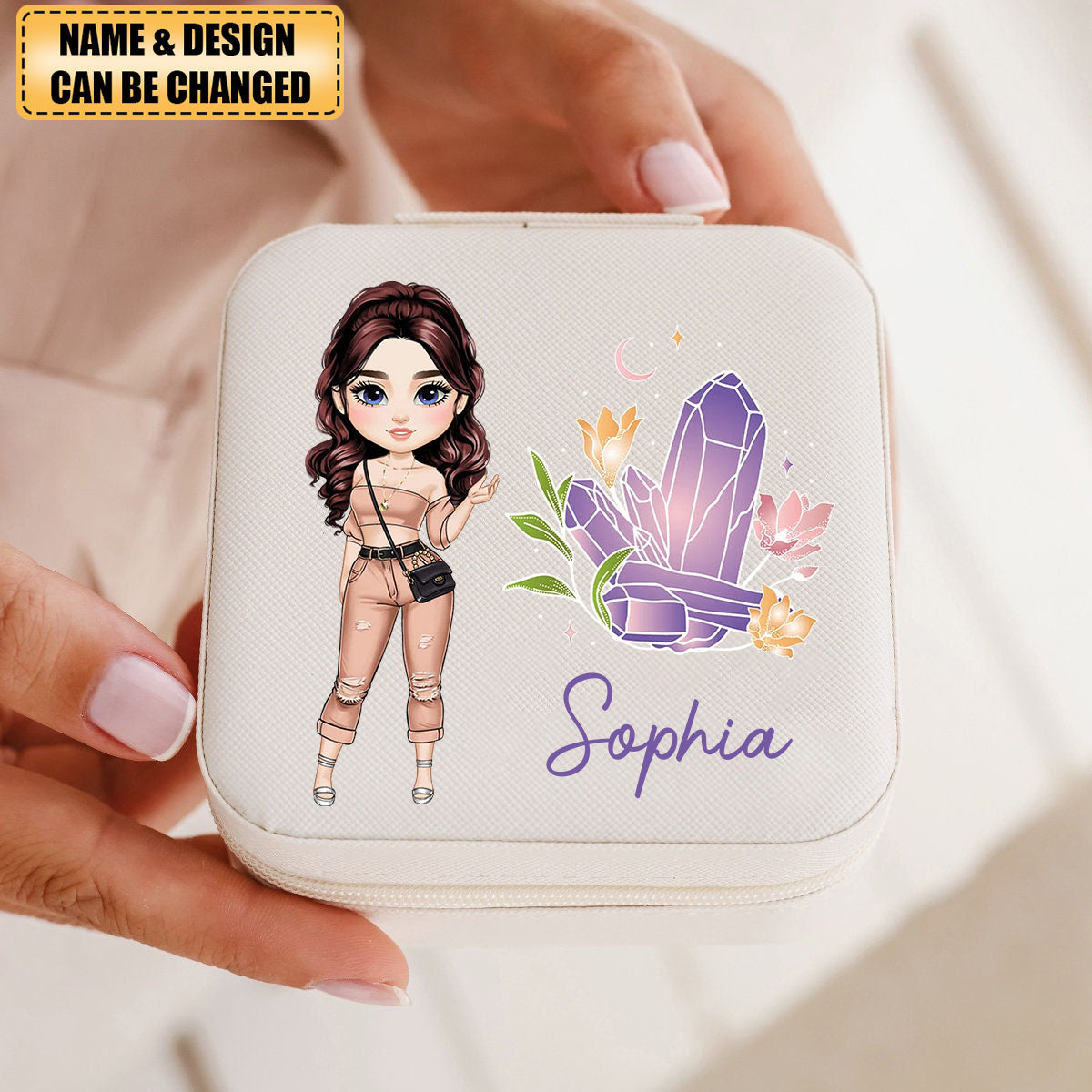 Personalized Fashion Cartoon Girl Leather Jewelry Box