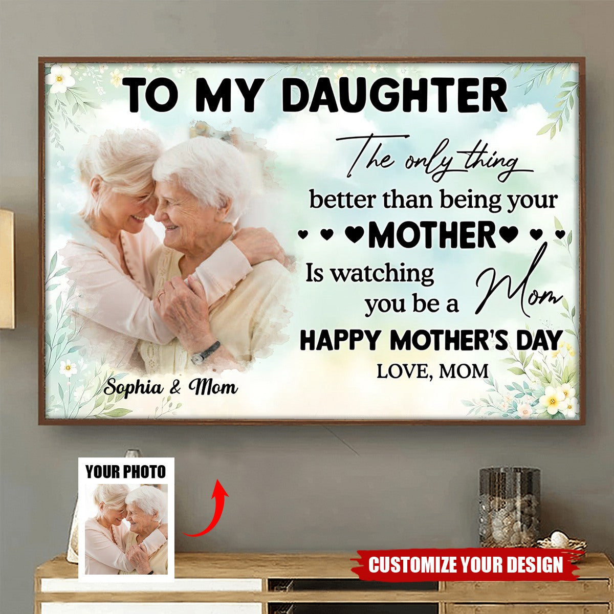 Custom Photo To My Daughter From Mom Happy Mother's Day Personalized Poster