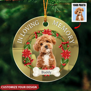Custom Dog Photo In Loving Memory Mirrored Acrylic Ornament