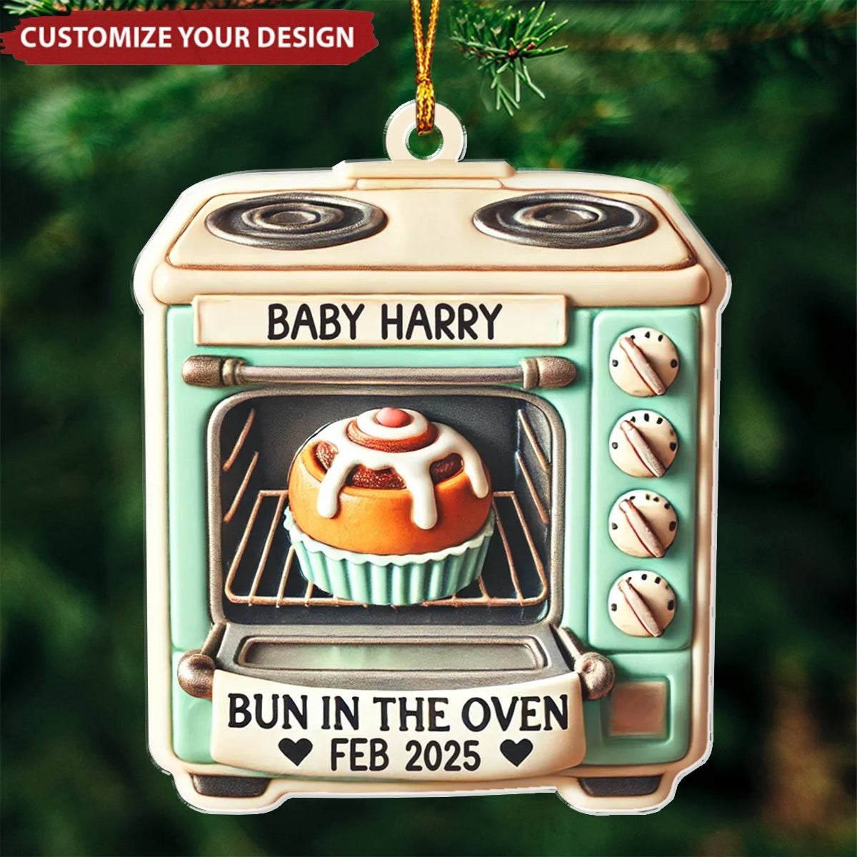 Vintage Bun In The Oven Personalized Acrylic Ornament