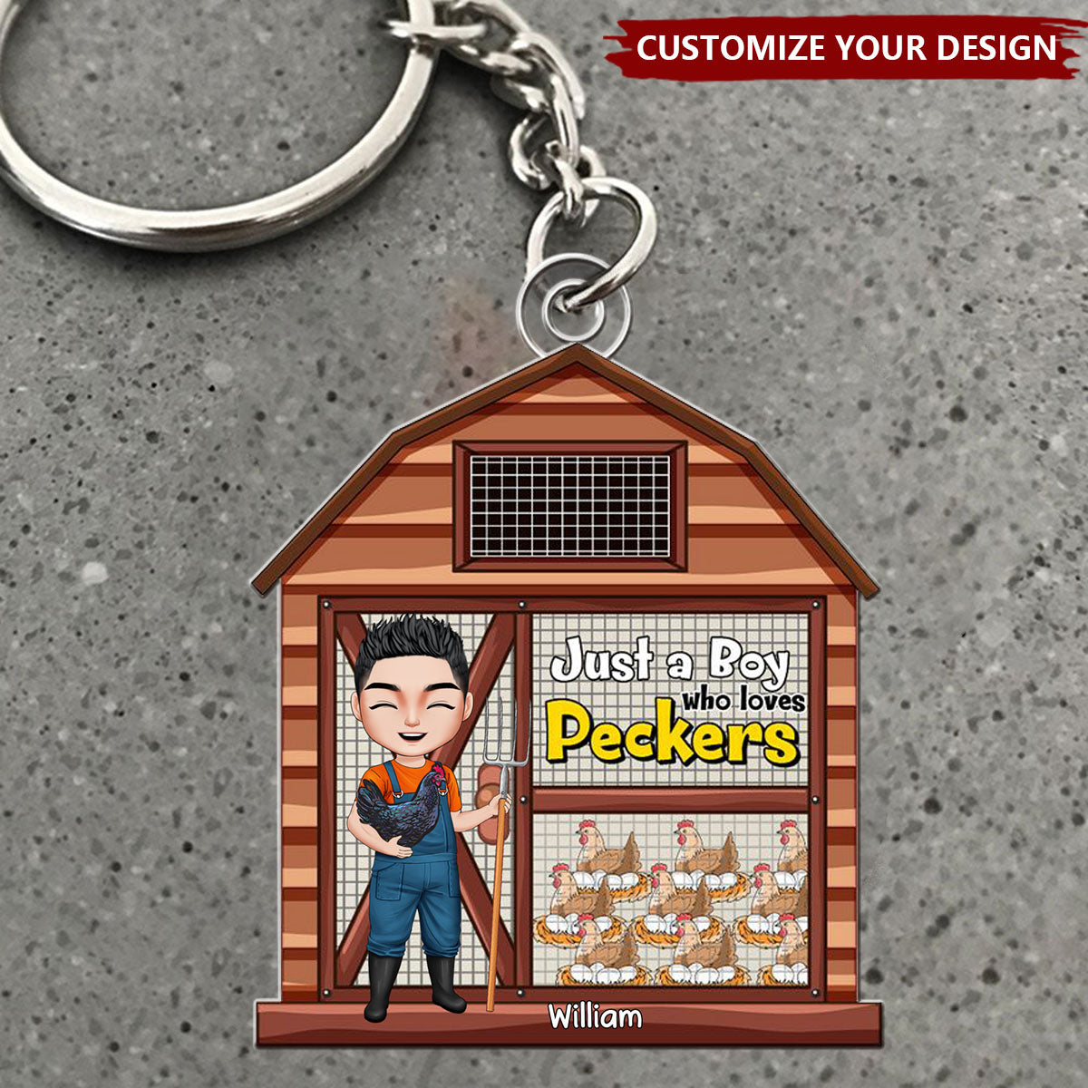 Personalized Gifts For Farmer Keychain Chicken Coop