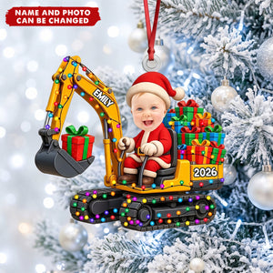 Custom Photo Excavator Personalized Christmas Acrylic Ornament