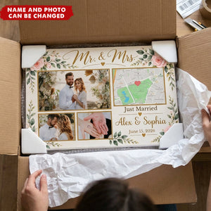 Personalized Mr & Mrs Wedding Photo Collage Poster - Gift For Newlyweds & Couples