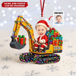 Custom Photo Excavator Personalized Christmas Acrylic Ornament