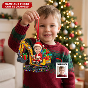 Custom Photo Excavator Personalized Christmas Acrylic Ornament