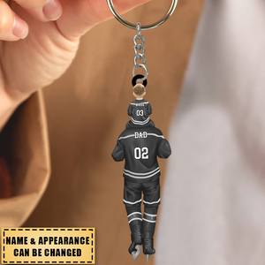 Dad And Kids Together Skate - Personalized Keychain