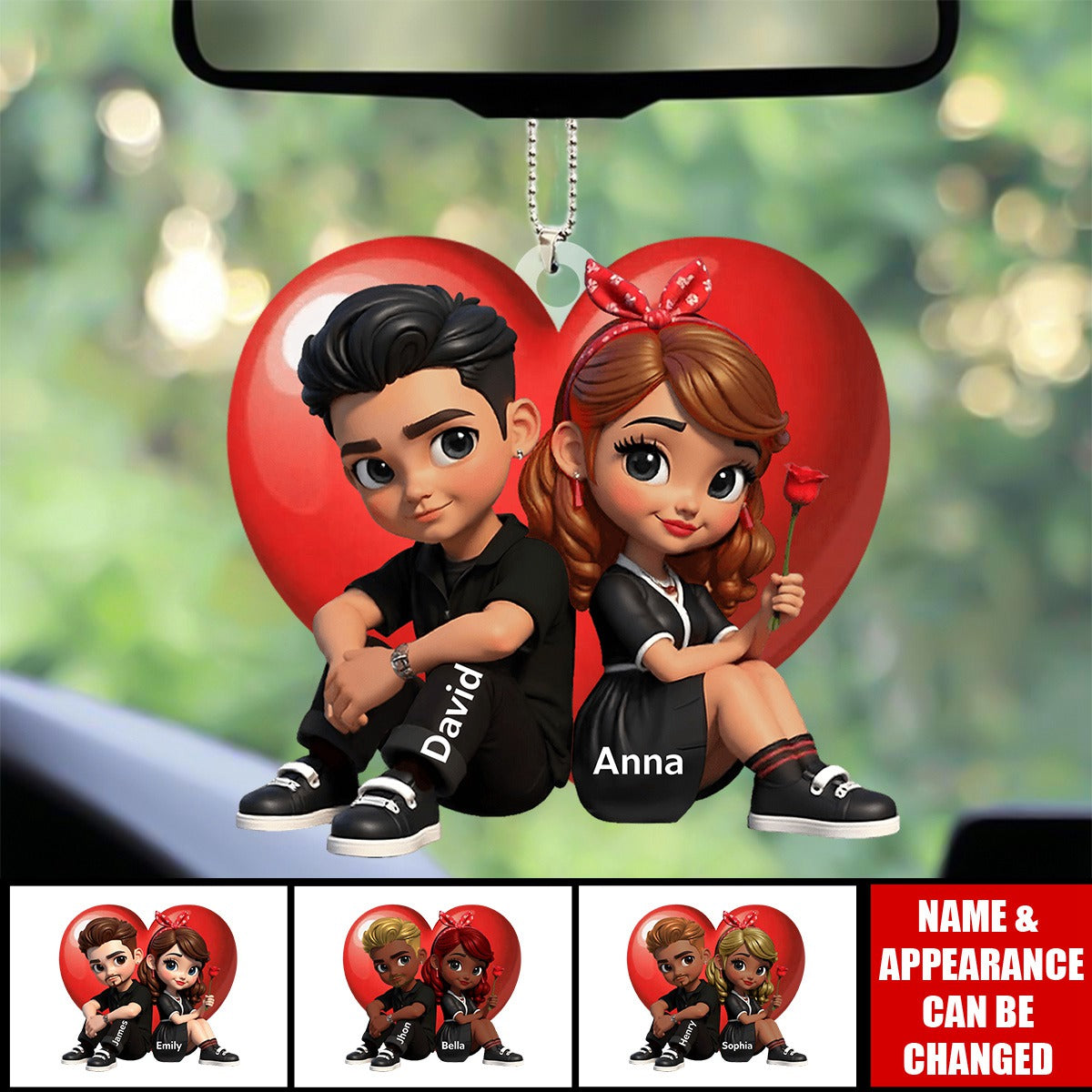 Pretty Couple Roses Heart Personalized Acrylic Ornament, Heartfelt Anniversary Gift, Valentine's Day Gift for Couples