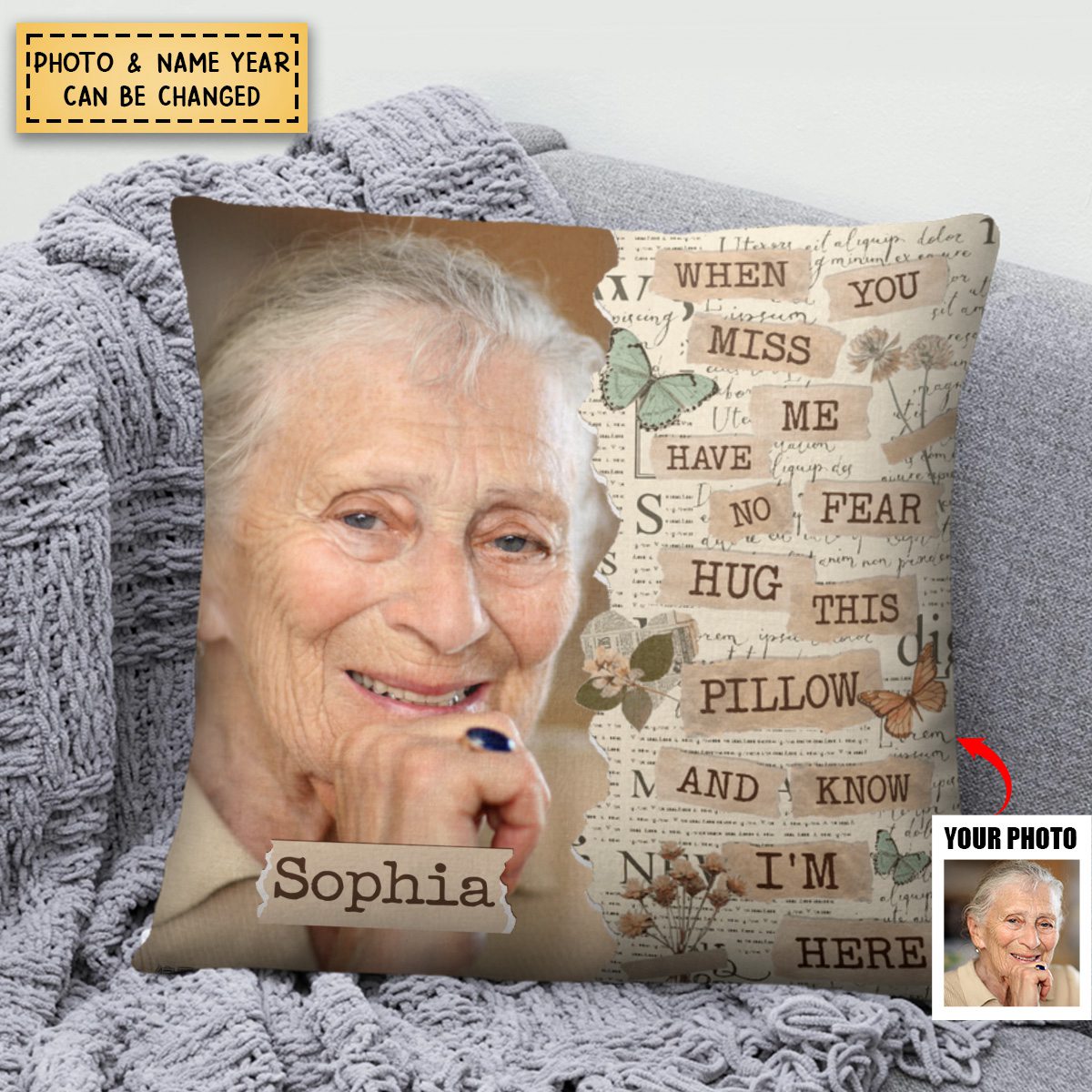 Memorial Hug This Pillow & Know I'm Here - Personalized Photo Pillow