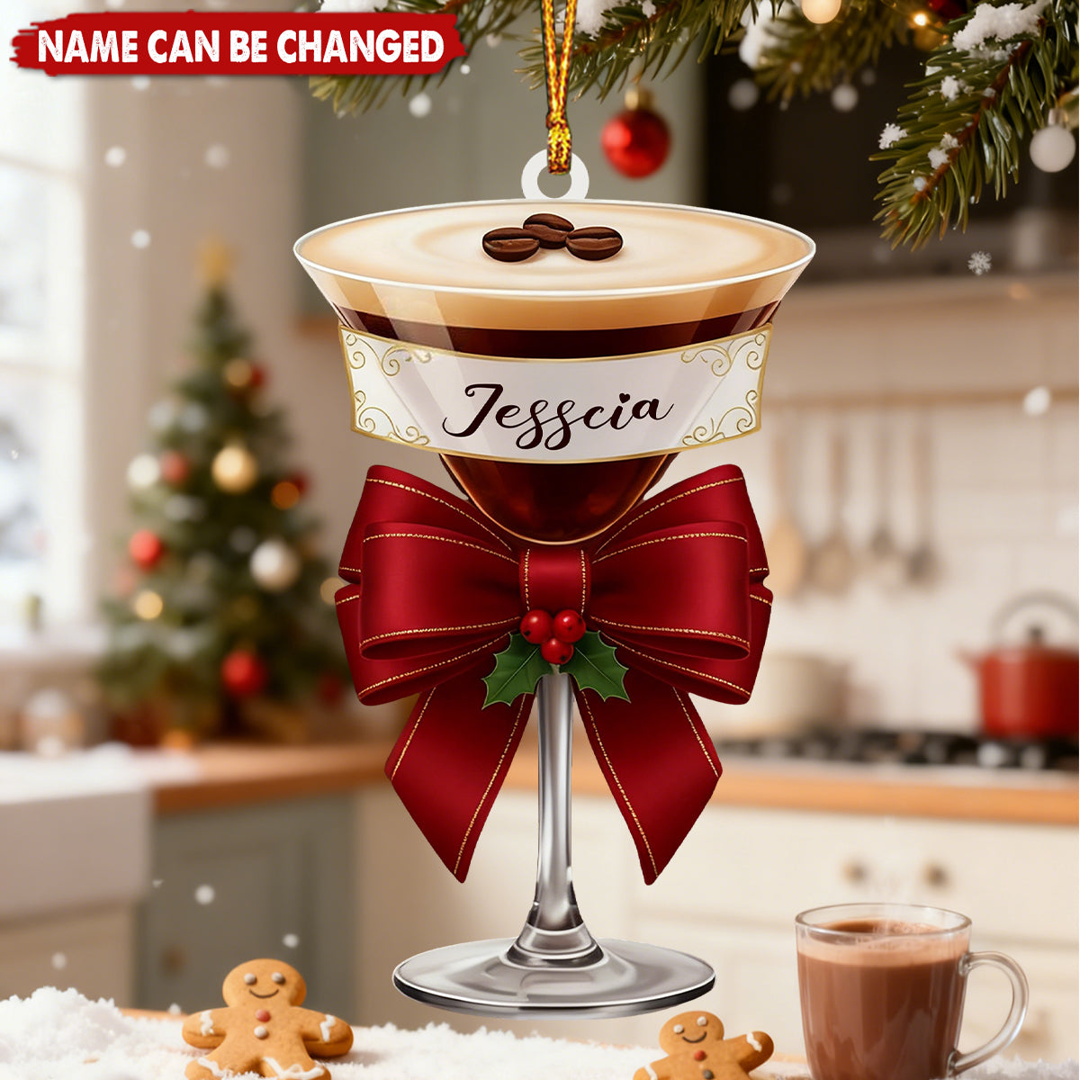 Personalized Espresso Martini Ornament – Custom Name Acrylic Christmas Decor
