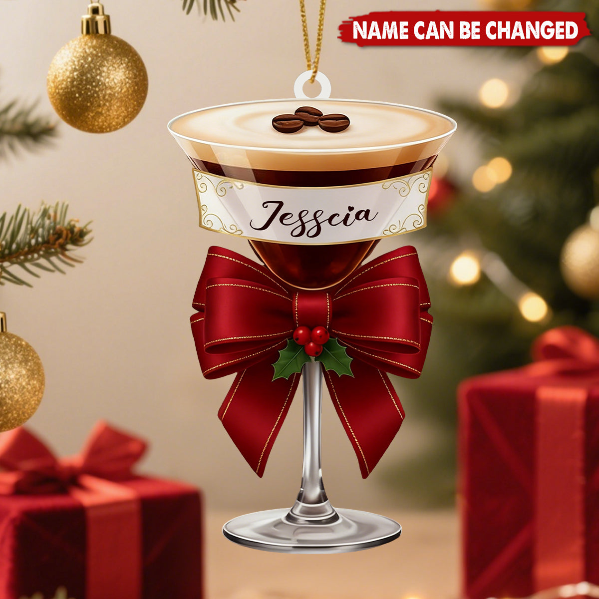 Personalized Espresso Martini Ornament – Custom Name Acrylic Christmas Decor