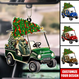 Golf Cart - Personalized Acrylic Car Ornament, Christmas Gift For Golfer