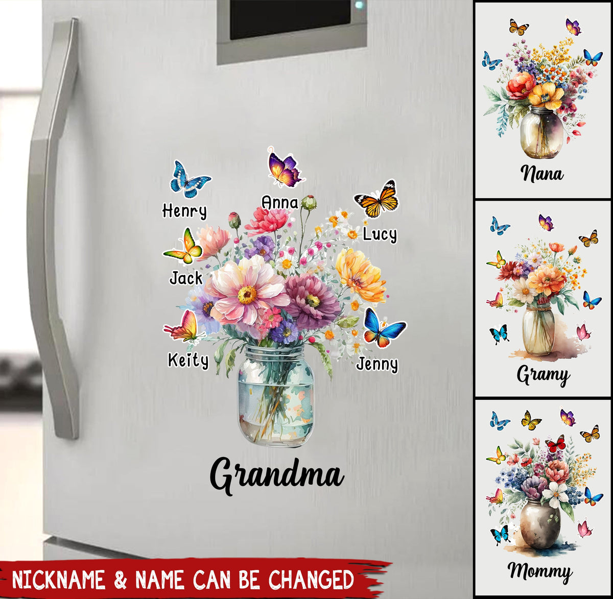 Vase of Flowers With Butterflies Personalized Sticker