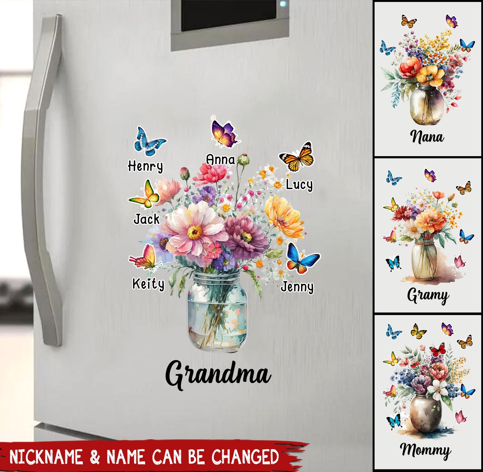 Vase of Flowers With Butterflies Personalized Sticker