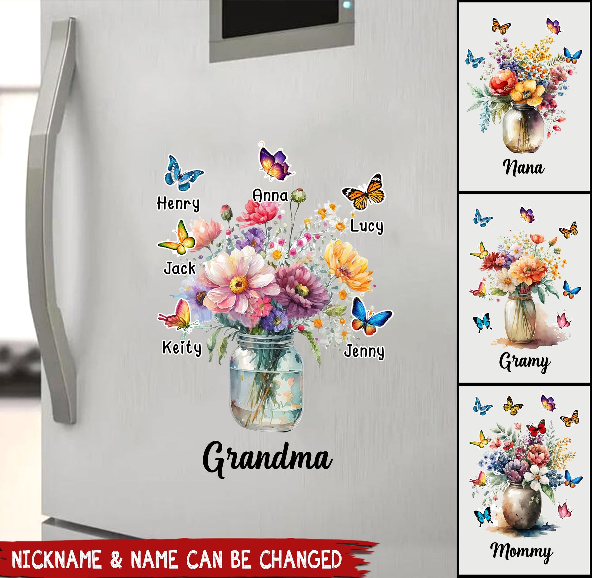 Vase of Flowers With Butterflies Personalized Sticker