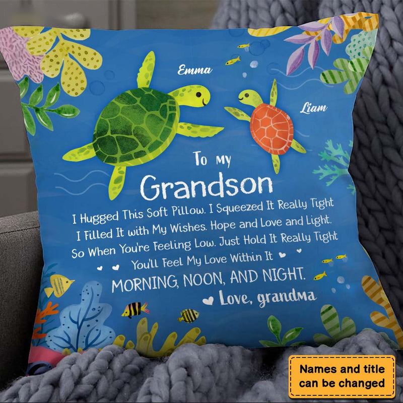 Gift For Grandson From Grandma Turtle Hug This Pillow