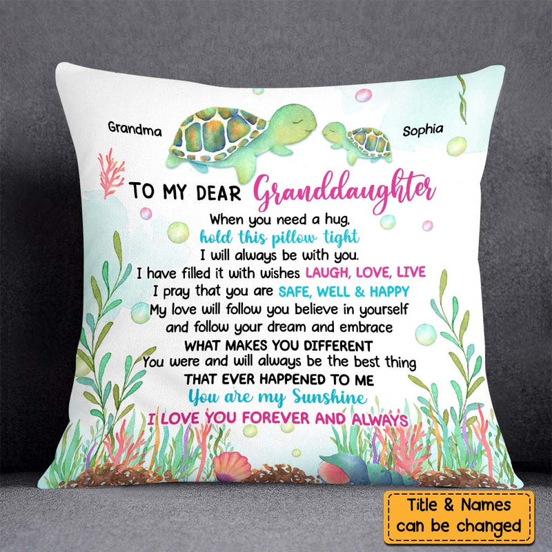 Sea Turtle Gift For Granddaughter Pillow