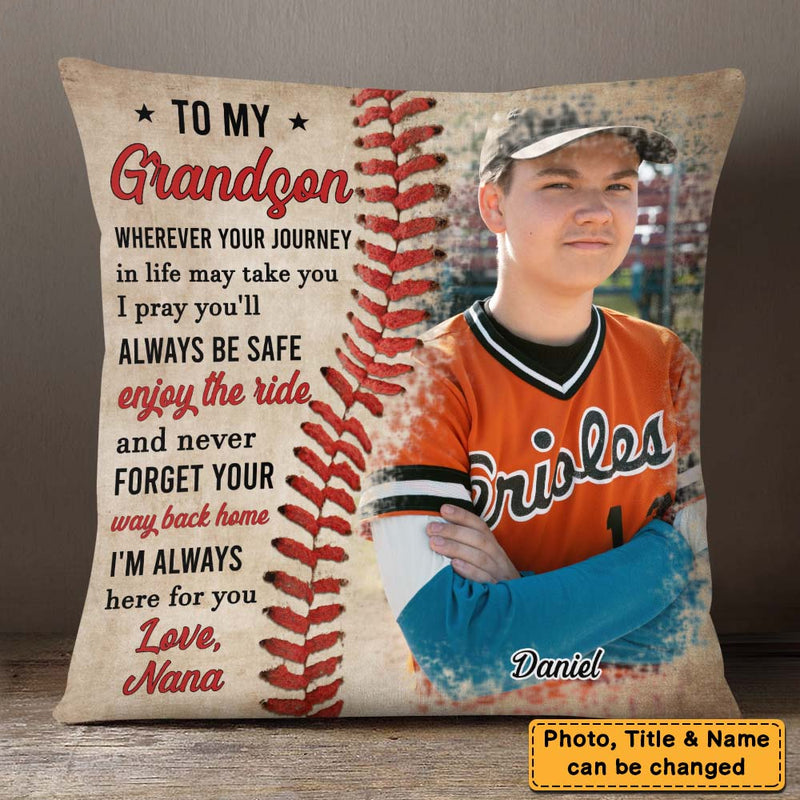 Baseball Gift For Grandson To My Grandson Pillow