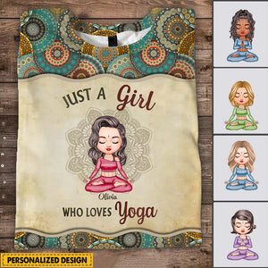 Just A Girl Who Loves Yoga Personalized 3D T-shirt