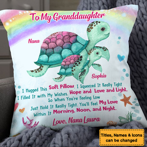 Gift For Granddaughter Turtle Rainbow Hug This Pillow