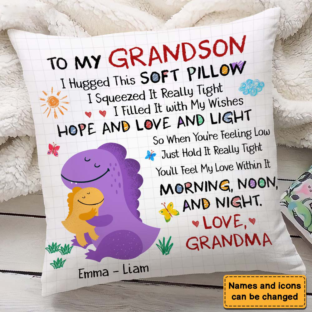 Gift For Grandson Dinosaurus Hug This Pillow