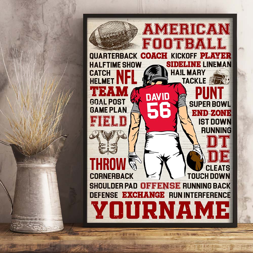 Football Player Slang Terms Personalized  Art Poster