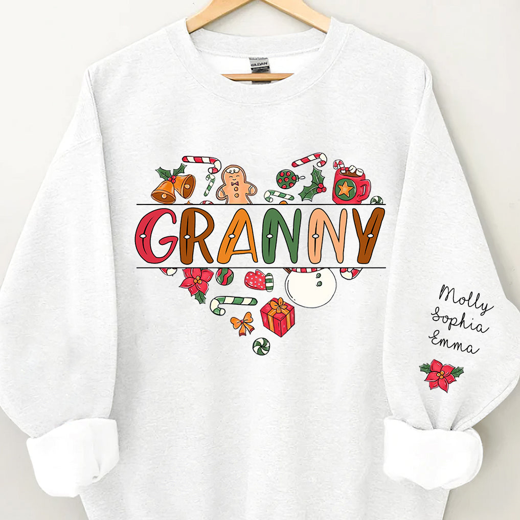 Christmas Heart Grandma Personalized 2D Sweatshirt Sleeve Custom