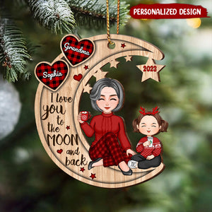 Christmas Doll Grandma Mom On Moon Personalized Ornament